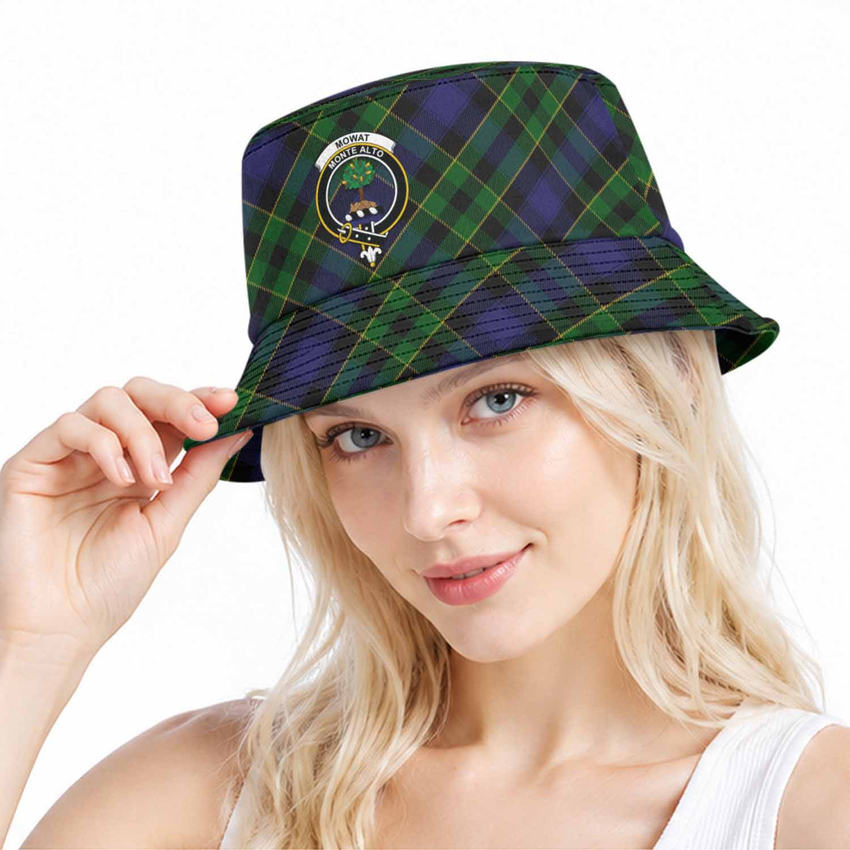Mowat Tartan Bucket Hat with Family Crest Bucket Hat One Size - Tartan Vibes Clothing