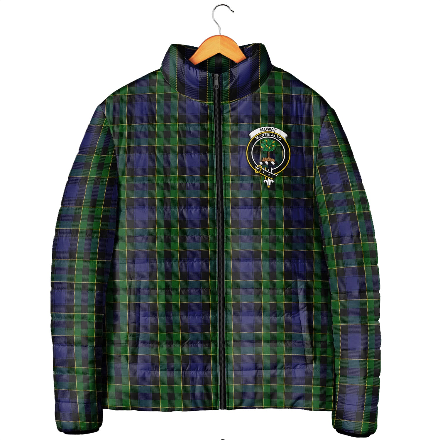 Mowat Tartan Padded Jacket with Family Crest Men's Padded Jacket - Tartan Vibes Clothing