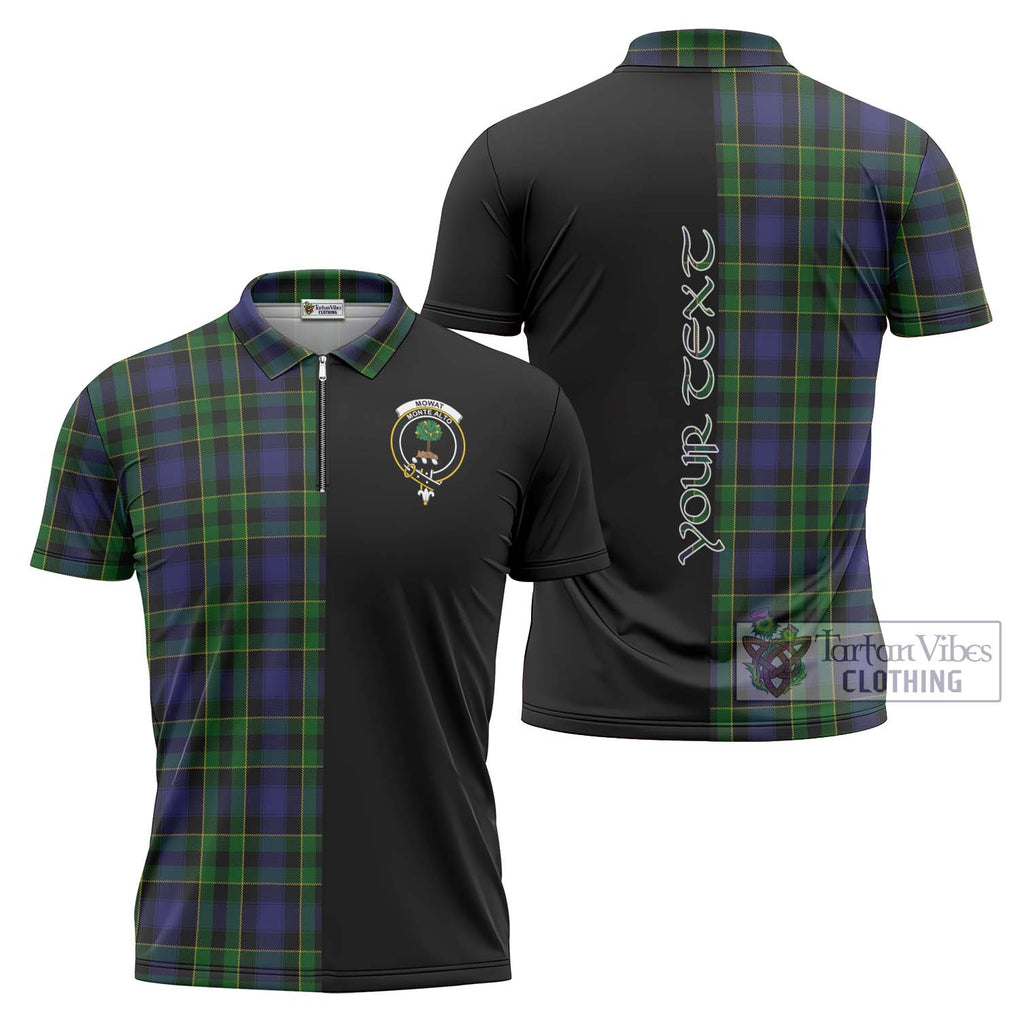 Mowat Tartan Zipper Polo Shirt with Family Crest and Half Of Me Style Unisex - Tartanvibesclothing Shop