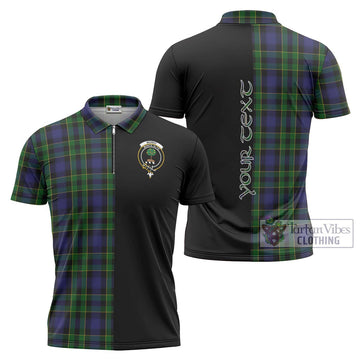 Mowat Tartan Zipper Polo Shirt with Family Crest and Half Of Me Style