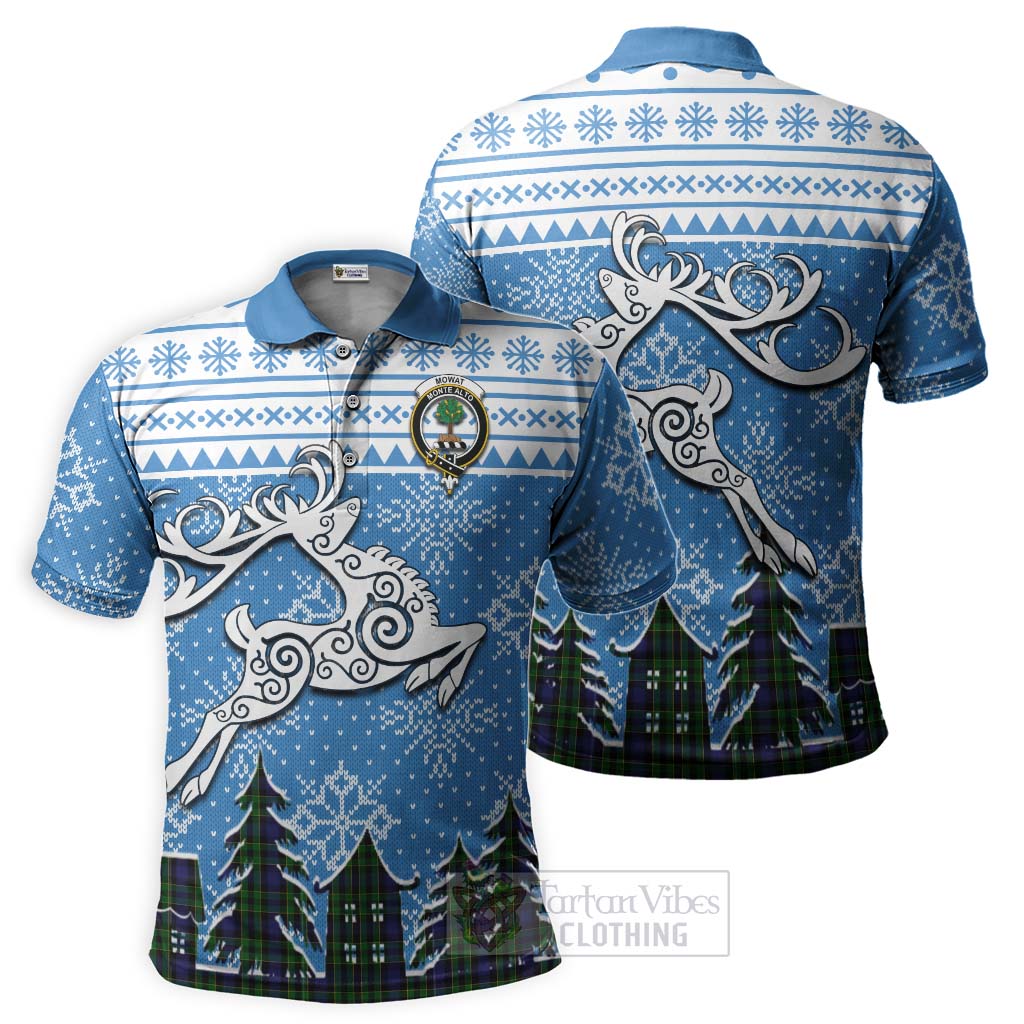 Mowat Clan Christmas Polo Shirt Celtic Reindeer Style Kid - Tartan Vibes Clothing