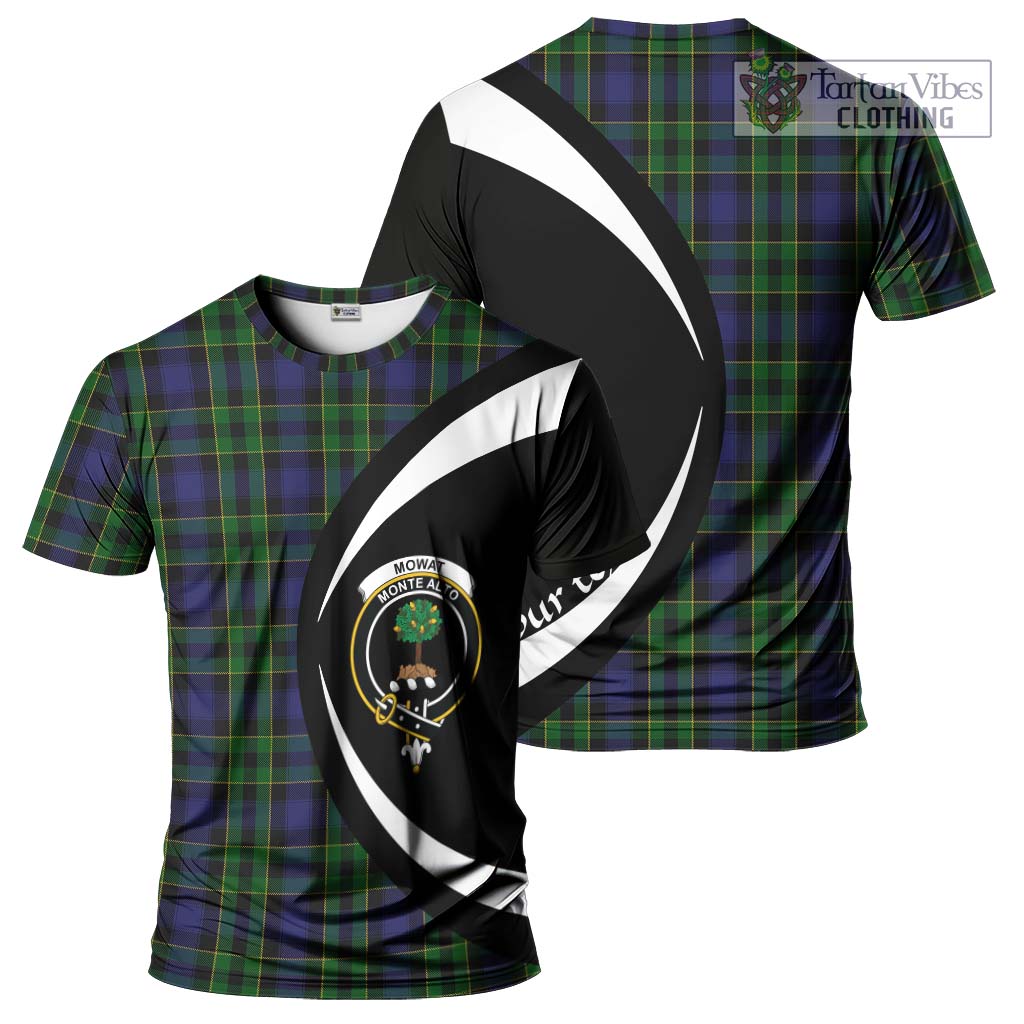 Tartan Vibes Clothing Mowat Tartan T-Shirt with Family Crest Circle Style