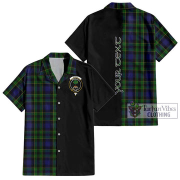 Mowat Tartan Short Sleeve Button Shirt with Family Crest and Half Of Me Style