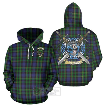 Mowat Tartan Hoodie with Family Crest Celtic Skull Style