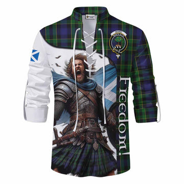 Mowat Crest Tartan Ghillie Kilt Shirt Inspired by the Freedom of Scottish Warrior