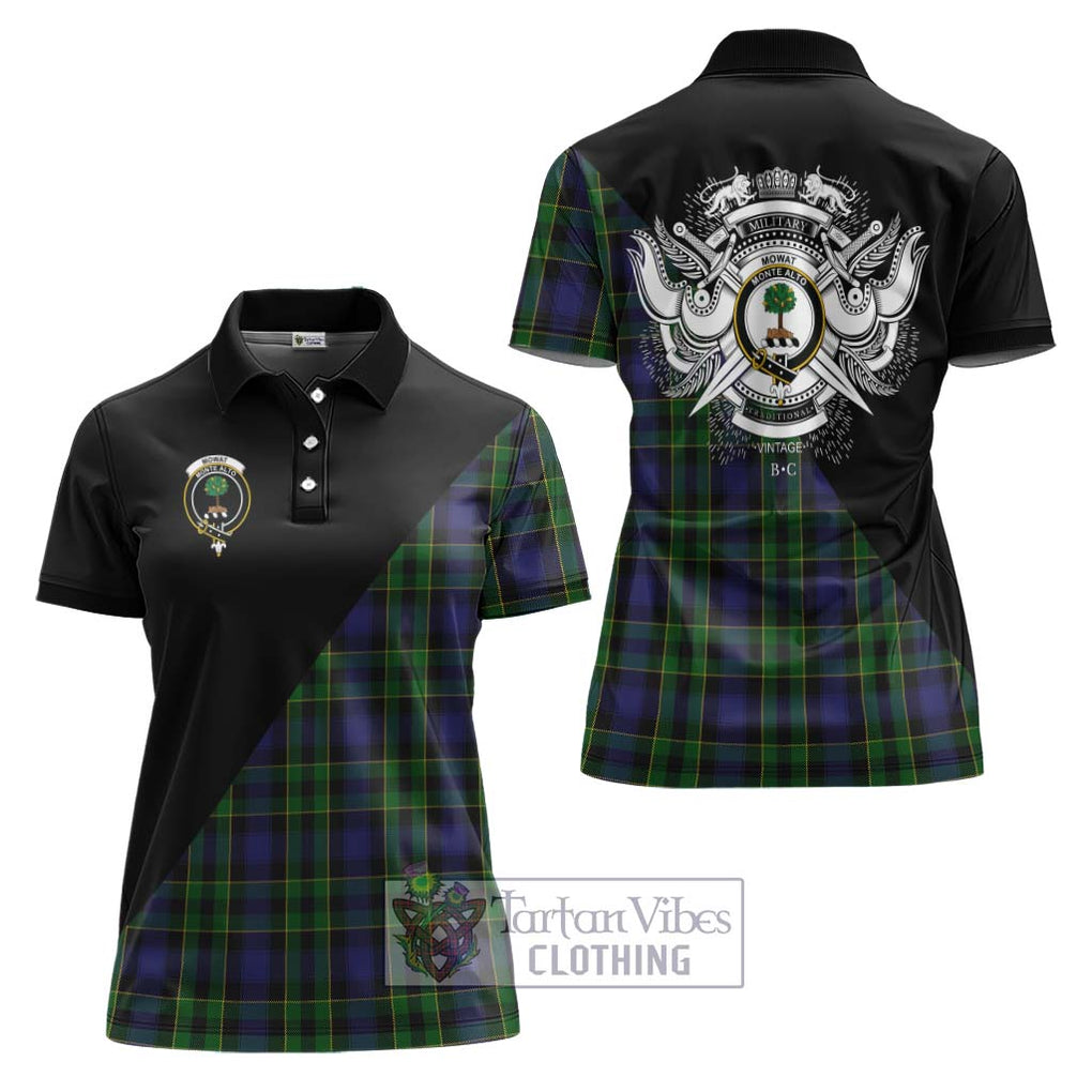 Mowat Tartan Women's Polo Shirt with Family Crest and Military Logo Style Women - Tartanvibesclothing Shop