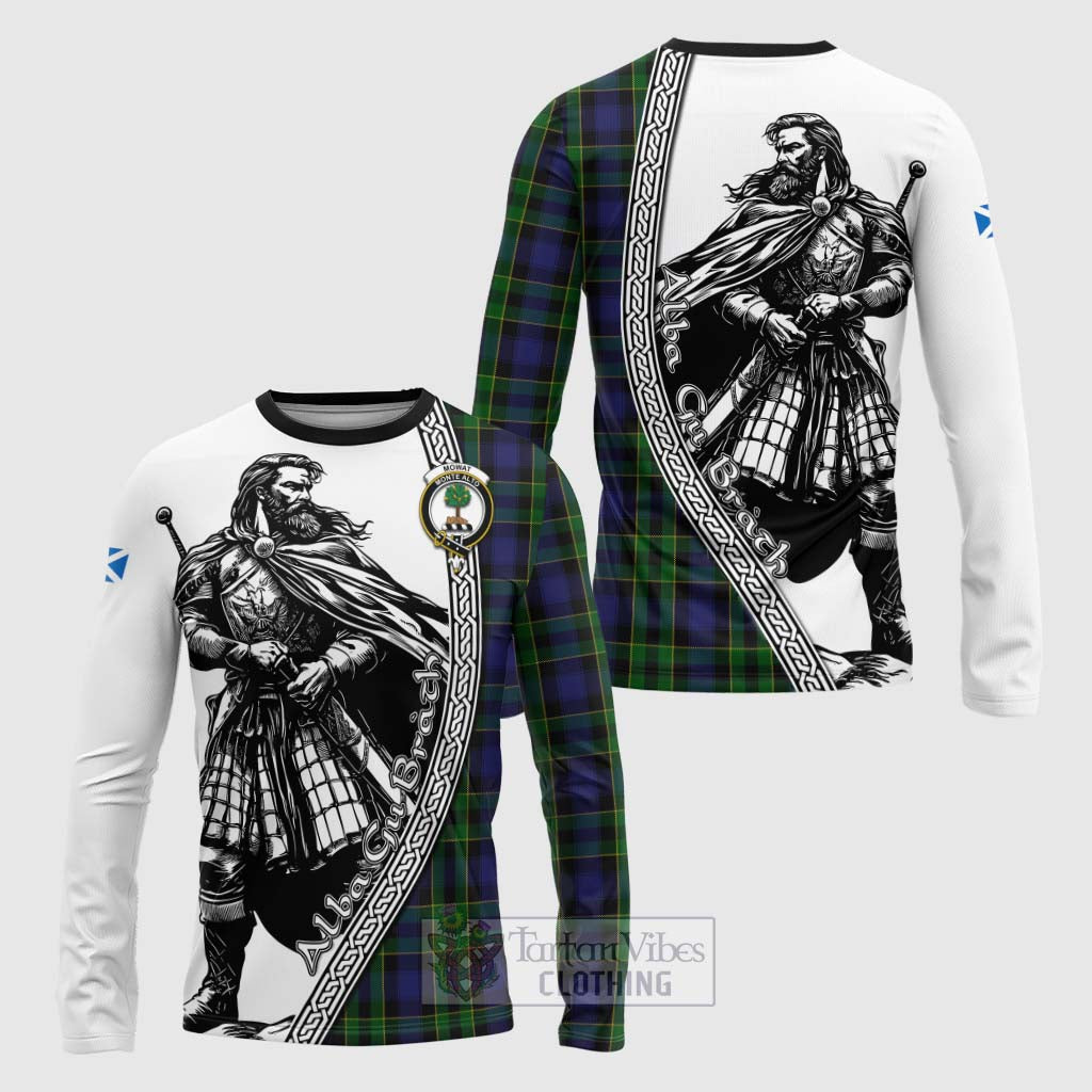 Tartan Vibes Clothing Mowat Tartan Clan Crest Long Sleeve T-Shirt with Highlander Warrior Celtic Style