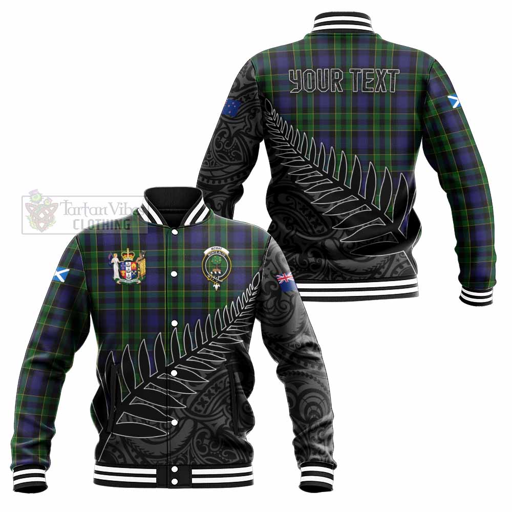 Tartan Vibes Clothing Mowat Crest Tartan Baseball Jacket with New Zealand Silver Fern Half Style