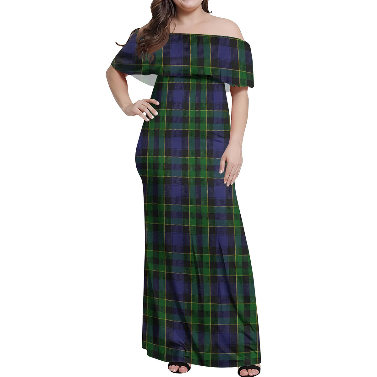 Mowat Tartan Off Shoulder Long Dress Women's Dress - Tartan Vibes Clothing