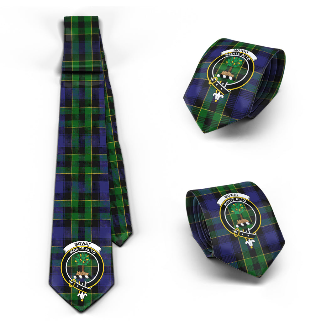 Mowat Tartan Classic Necktie with Family Crest Necktie One Size - Tartan Vibes Clothing