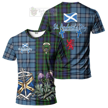 Mowat Tartan T-Shirt Happy St. Andrew's Day Half Tartan Style