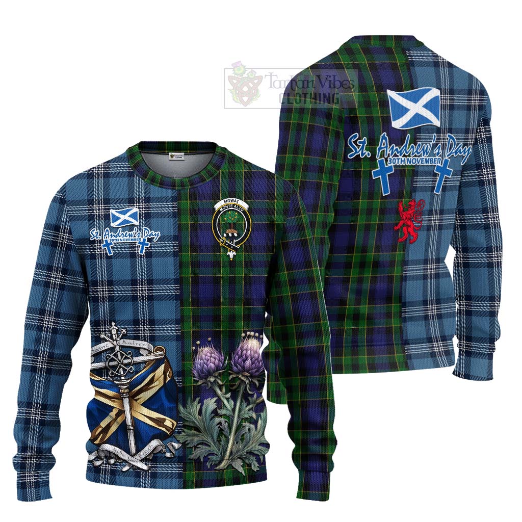 Tartan Vibes Clothing Mowat Tartan Knitted Sweater Happy St. Andrew's Day Half Tartan Style