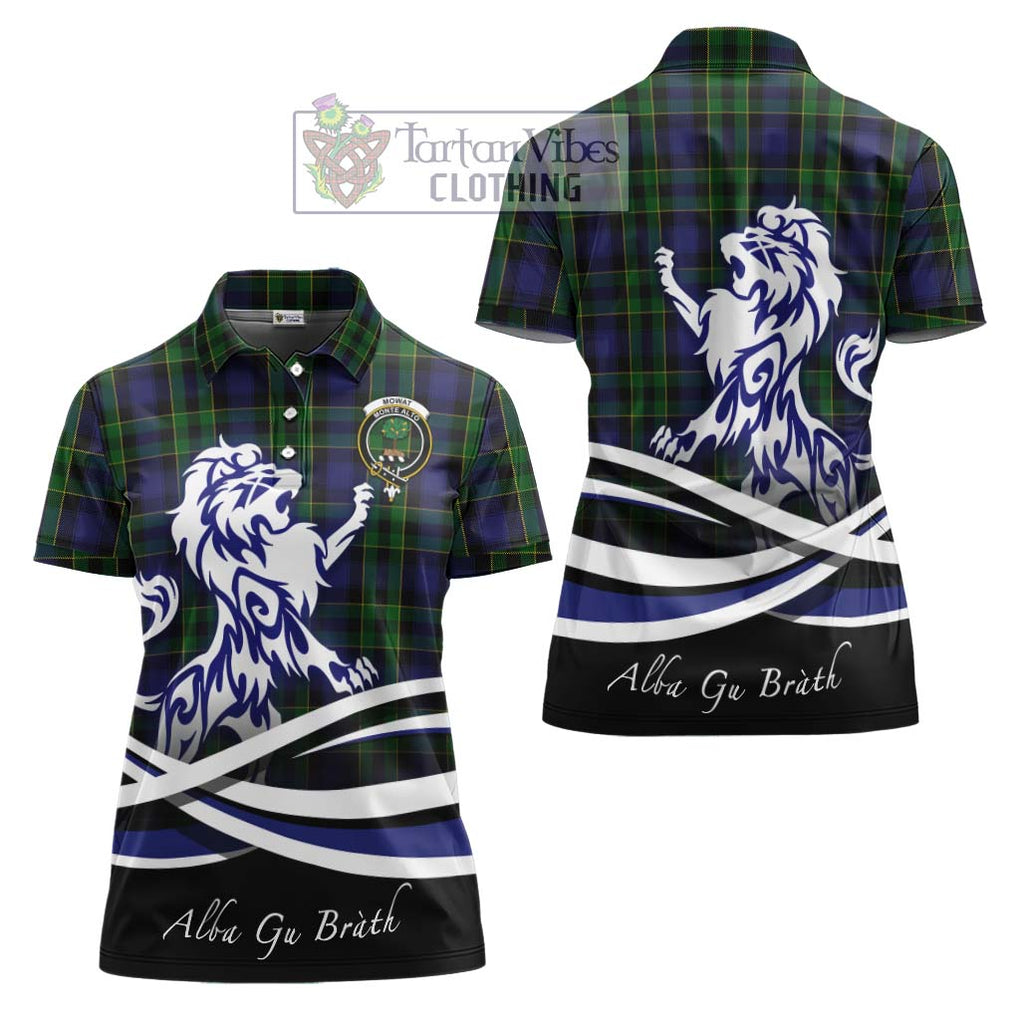 Mowat Tartan Women's Polo Shirt with Alba Gu Brath Regal Lion Emblem Women - Tartanvibesclothing Shop