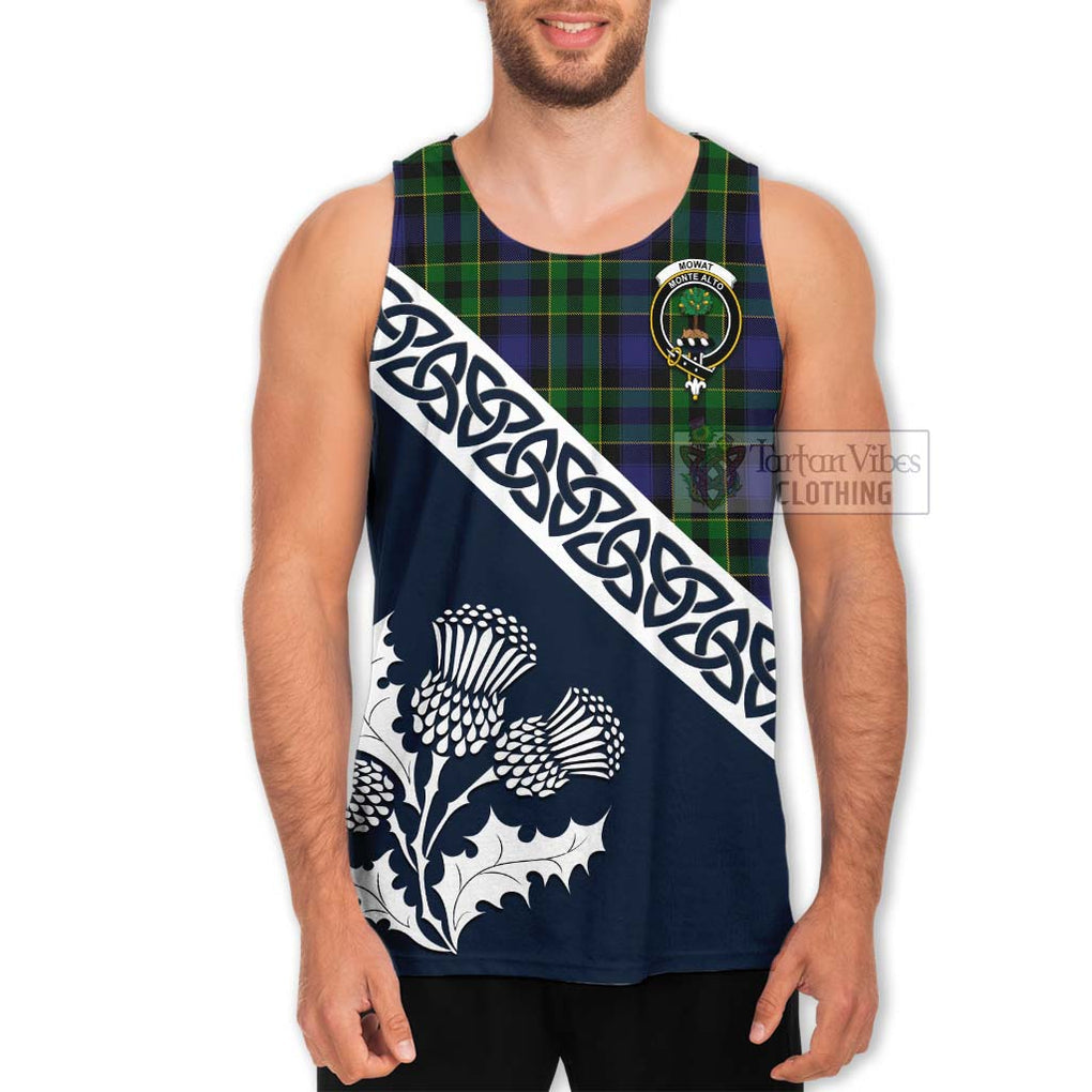 Tartan Vibes Clothing Mowat Tartan Men's Tank Top Featuring Thistle and Scotland Map