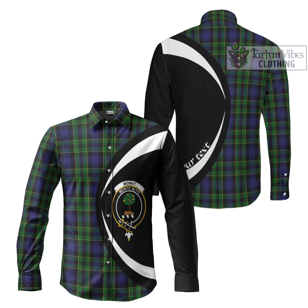 Mowat Tartan Long Sleeve Button Up with Family Crest Circle Style Men's Shirt S - Tartan Vibes Clothing