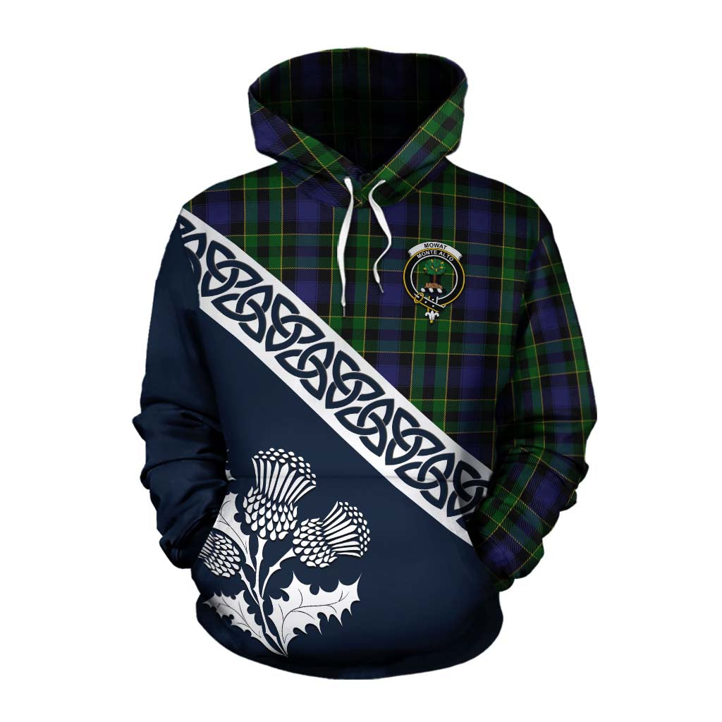 Tartan Vibes Clothing Mowat Tartan Cotton Hoodie Featuring Thistle and Scotland Map