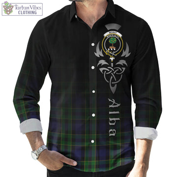 Mowat Tartan Long Sleeve Button Up Featuring Alba Gu Brath Family Crest Celtic Inspired