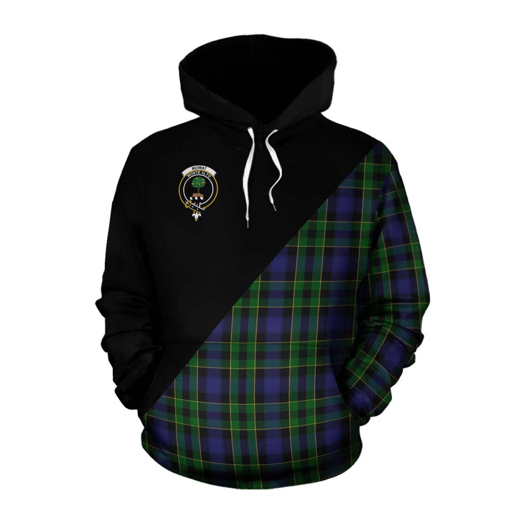 Tartan Vibes Clothing Mowat Tartan Cotton Hoodie with Family Crest and Military Logo Style