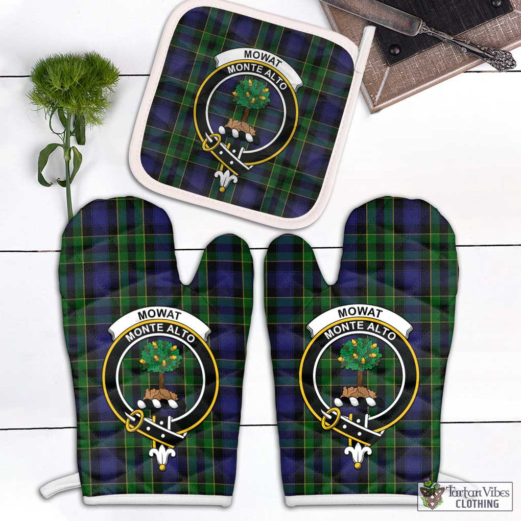 Mowat Tartan Combo Oven Mitt & Pot-Holder with Family Crest Combo 1 Oven Mitt & 1 Pot-Holder White - Tartan Vibes Clothing