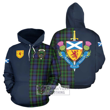 Mowat Tartan Hoodie Alba with Scottish Lion Royal Arm Half Style