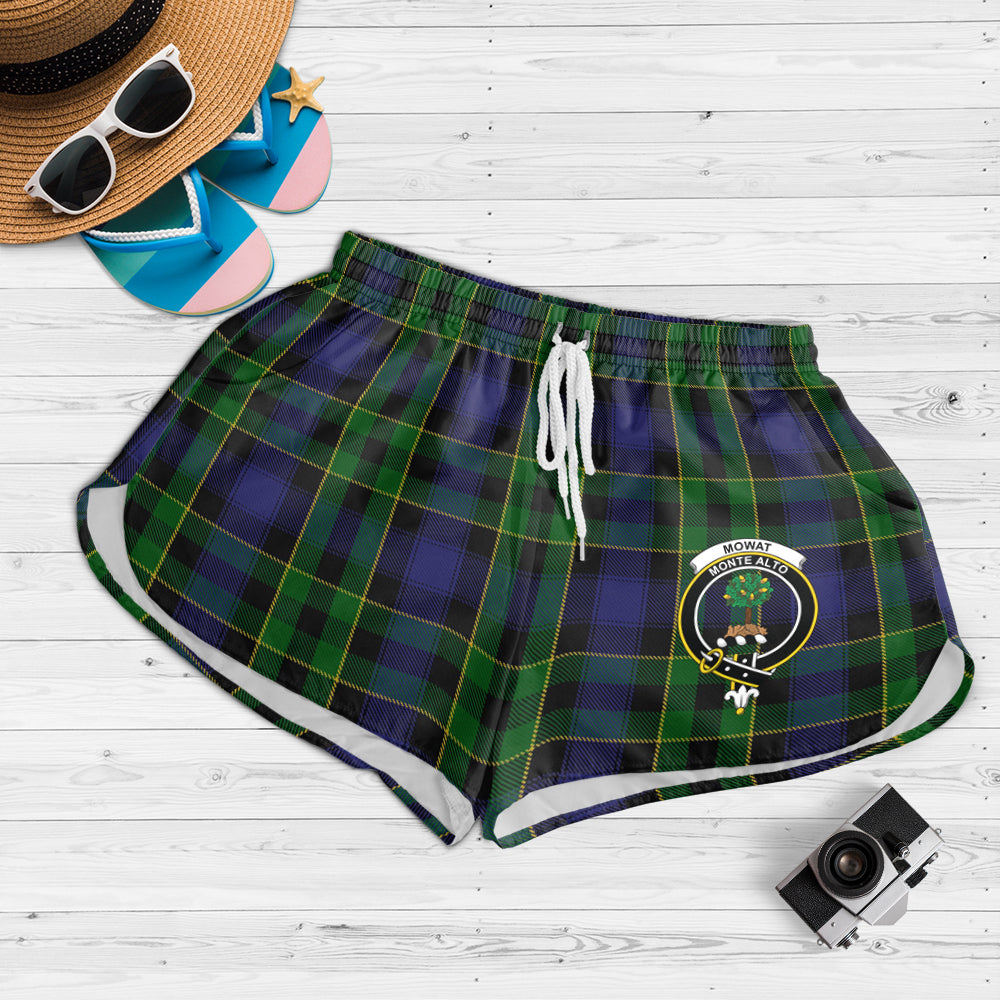 mowat-tartan-womens-shorts-with-family-crest