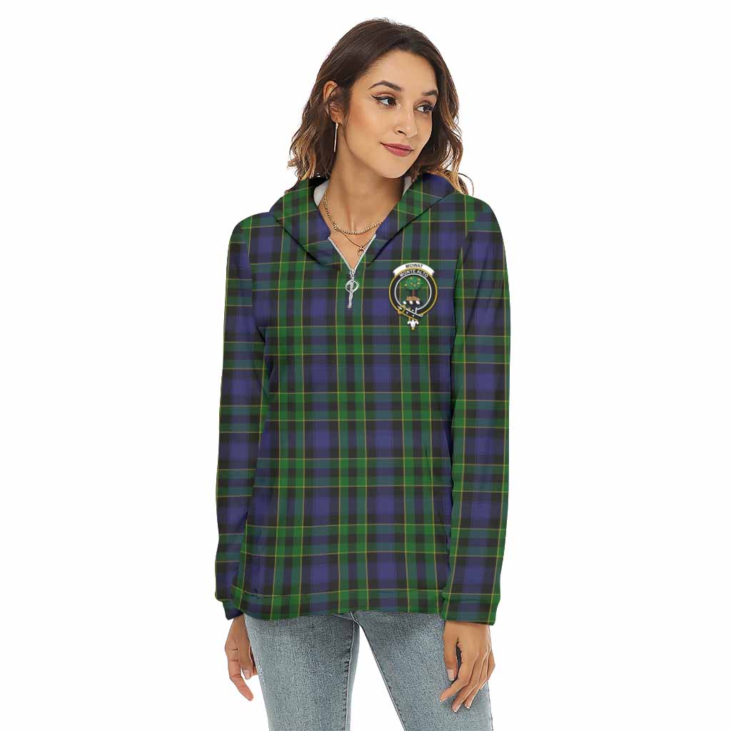 Tartan Vibes Clothing Mowat Tartan Crest Women's Borg  Half Zip Fleece Hoodie