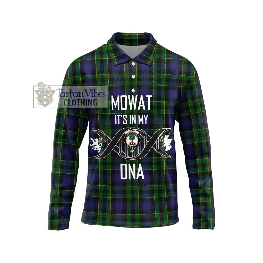 Mowat Tartan Long Sleeve Polo Shirt with Family Crest DNA In Me Style Unisex - Tartanvibesclothing Shop