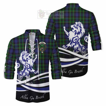 Mowat Tartan Ghillie Kilt Shirt with Alba Gu Brath Regal Lion Emblem Men - Tartan Vibes Clothing