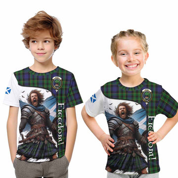 Mowat Crest Tartan Kid T-Shirt Inspired by the Freedom of Scottish Warrior