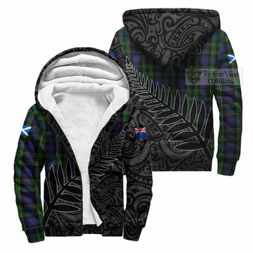 Mowat Crest Tartan Sherpa Hoodie with New Zealand Silver Fern Half Style