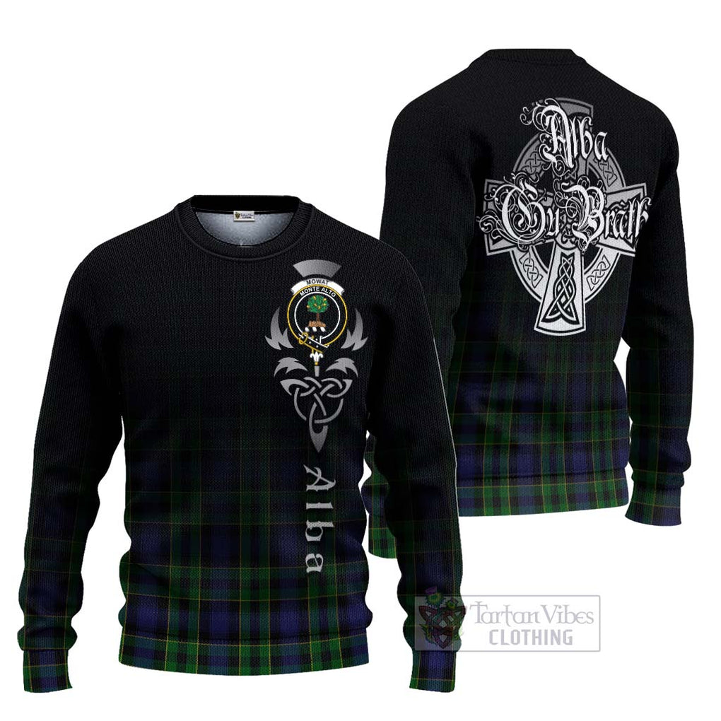 Tartan Vibes Clothing Mowat Tartan Knitted Sweater Featuring Alba Gu Brath Family Crest Celtic Inspired