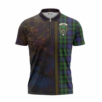 Mowat Tartan Family Crest Zipper Polo Shirt Alba Gu Brath Be Brave Lion Ancient Style Unisex - Tartan Vibes Clothing