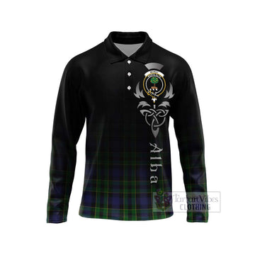 Mowat Tartan Long Sleeve Polo Shirt Featuring Alba Gu Brath Family Crest Celtic Inspired