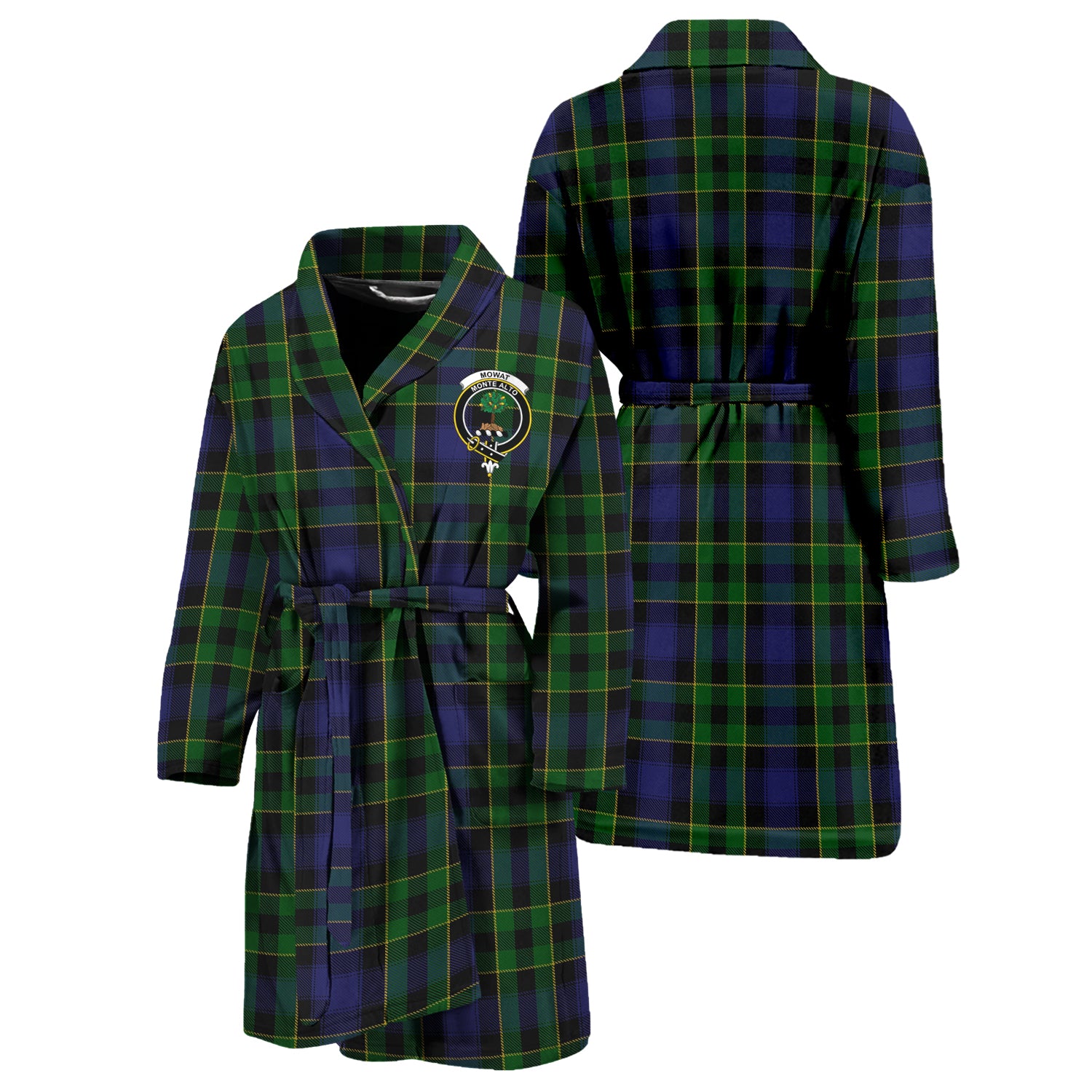 Mowat Tartan Bathrobe with Family Crest Unisex S - Tartan Vibes Clothing