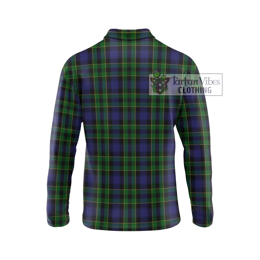 Mowat Tartan Long Sleeve Polo Shirt with Family Crest DNA In Me Style - Tartanvibesclothing Shop