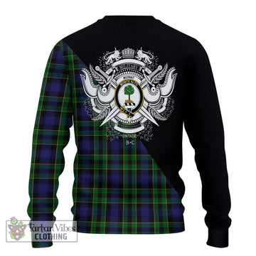 Mowat Tartan Ugly Sweater with Family Crest and Military Logo Style