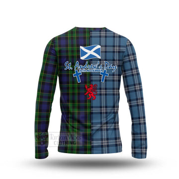 Mowat Tartan Long Sleeve T-Shirt Happy St. Andrew's Day Half Tartan Style