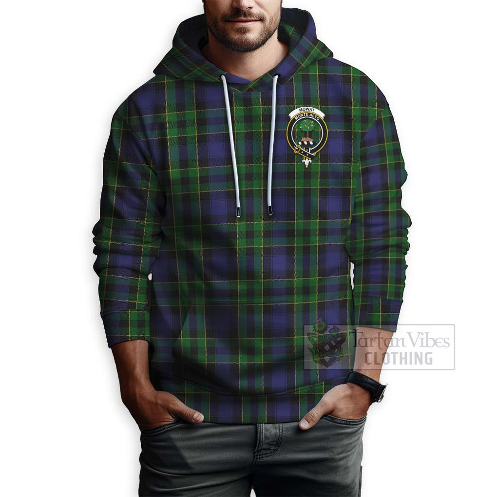 Tartan Vibes Clothing Mowat Tartan Hoodie with Family Crest Celtic Skull Style