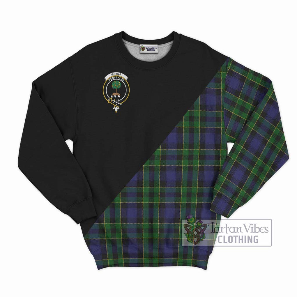 Mowat Tartan Sweatshirt with Family Crest and Military Logo Style - Tartanvibesclothing Shop