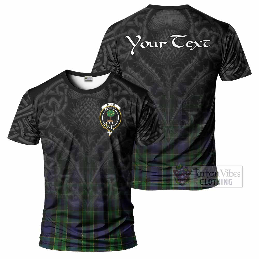 Tartan Vibes Clothing Mowat Tartan T-Shirt with Family Crest Celtic Thistle Vibes