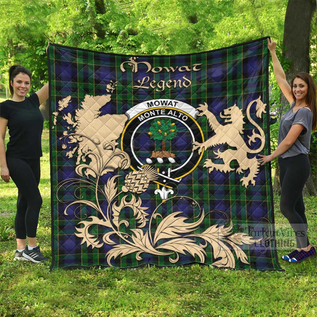 Mowat Tartan Quilt with Family Crest and Scottish Symbol Style - Tartan Vibes Clothing