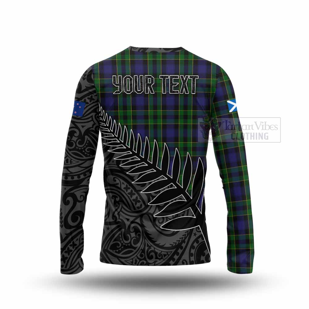 Tartan Vibes Clothing Mowat Crest Tartan Long Sleeve T-Shirt with New Zealand Silver Fern Half Style