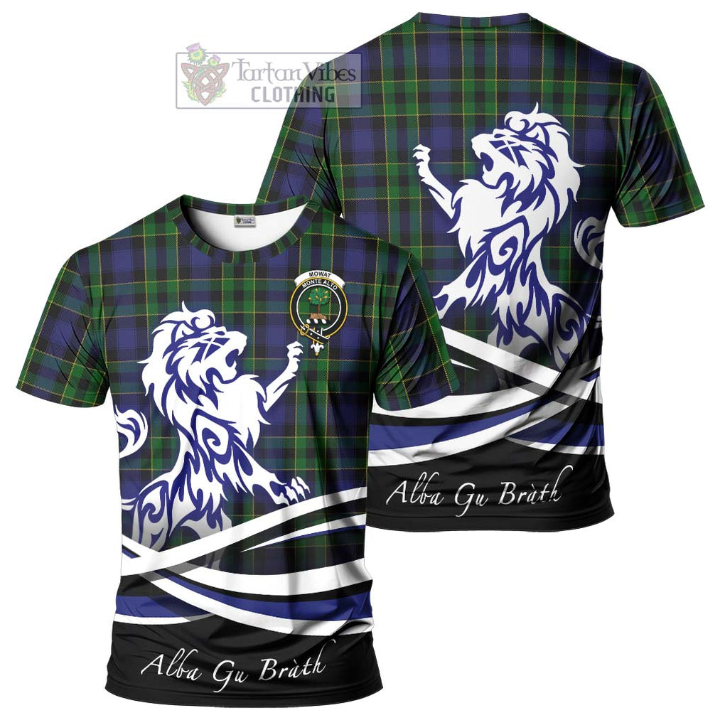 Tartan Vibes Clothing Mowat Tartan Cotton T-shirt with Alba Gu Brath Regal Lion Emblem