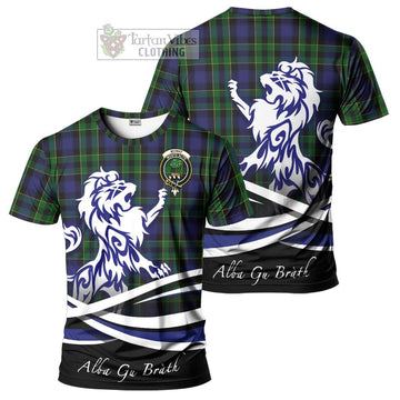 Mowat Tartan Cotton T-shirt with Alba Gu Brath Regal Lion Emblem