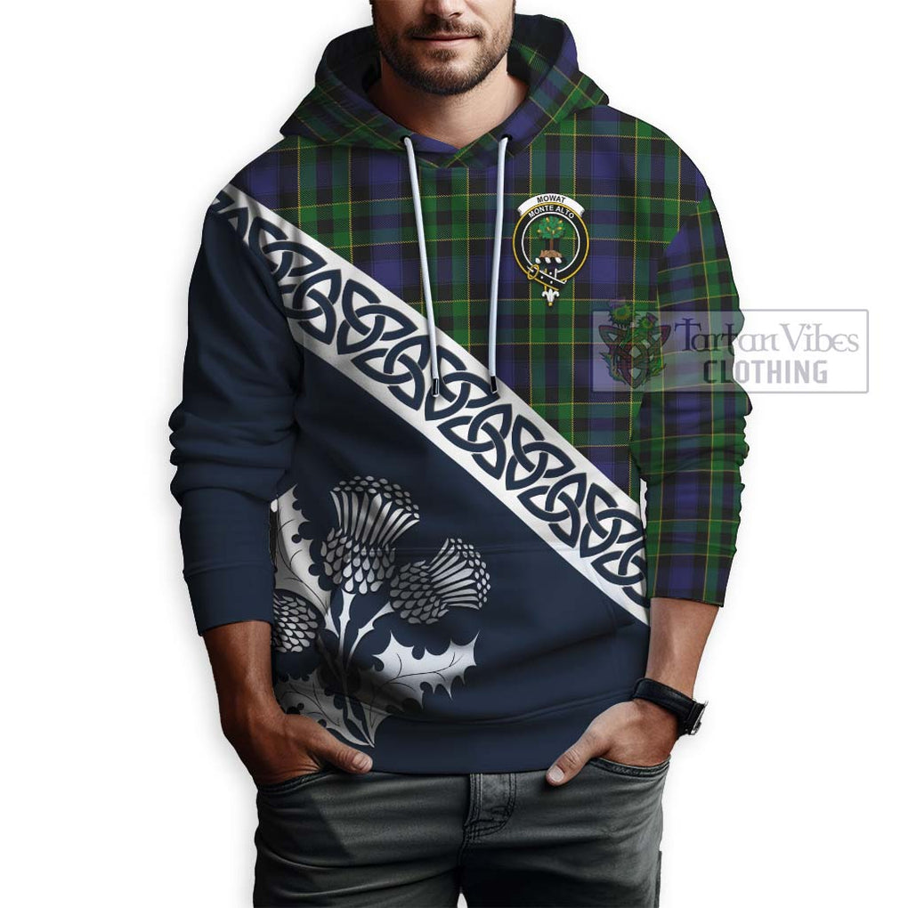 Tartan Vibes Clothing Mowat Tartan Hoodie Featuring Thistle and Scotland Map