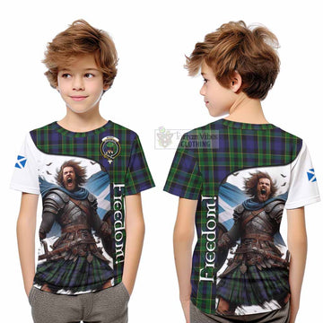 Mowat Crest Tartan Kid T-Shirt Inspired by the Freedom of Scottish Warrior