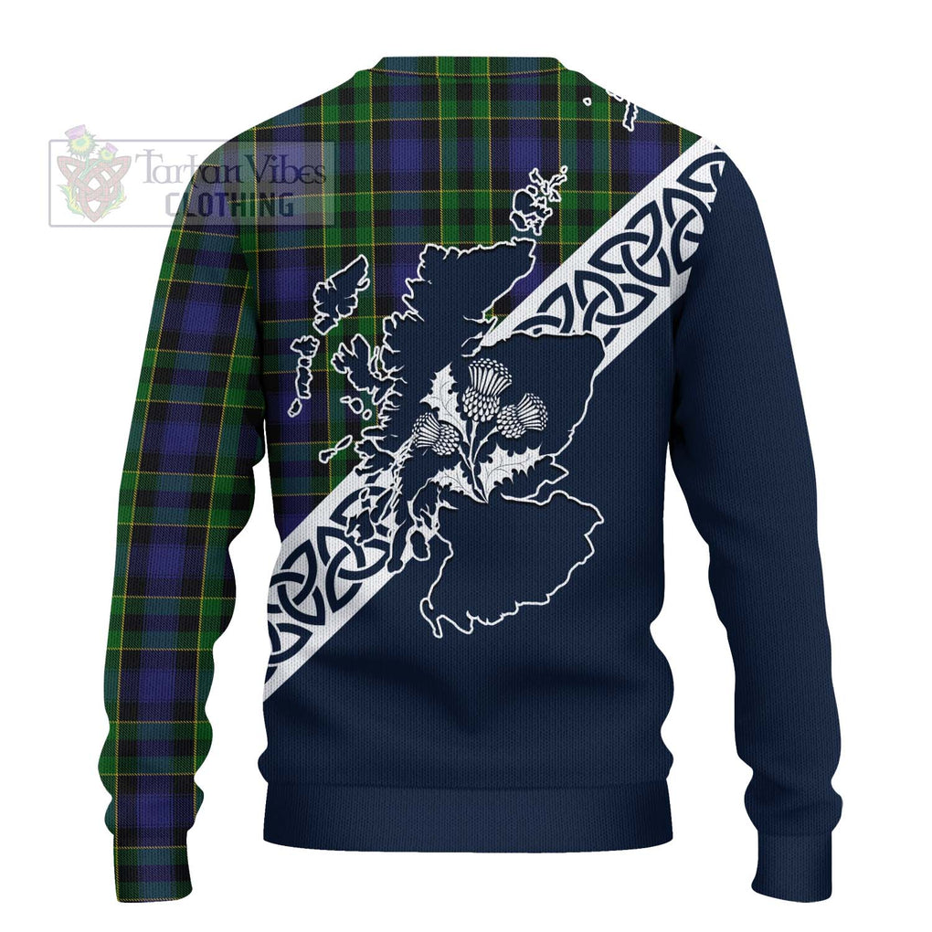 Tartan Vibes Clothing Mowat Tartan Knitted Sweater Featuring Thistle and Scotland Map