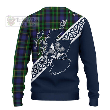 Mowat Tartan Ugly Sweater Featuring Thistle and Scotland Map