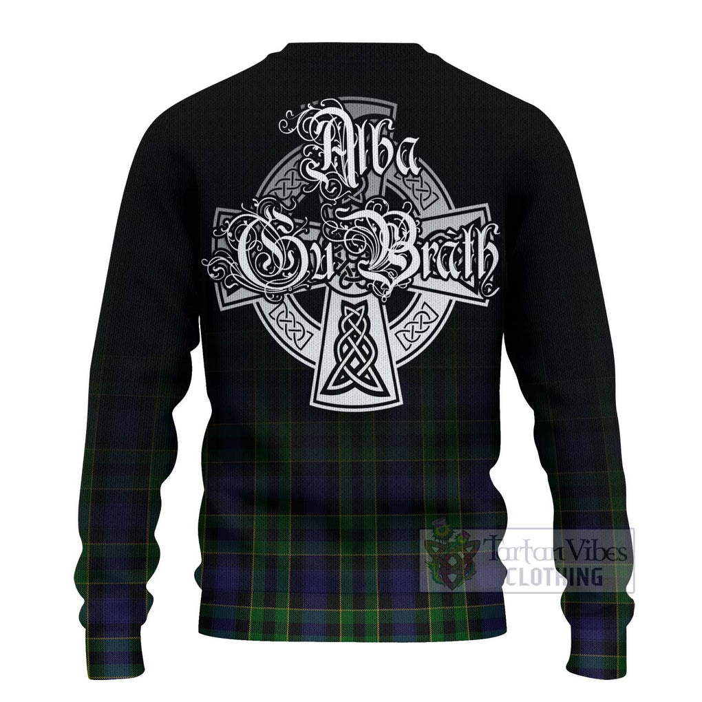 Tartan Vibes Clothing Mowat Tartan Knitted Sweater Featuring Alba Gu Brath Family Crest Celtic Inspired