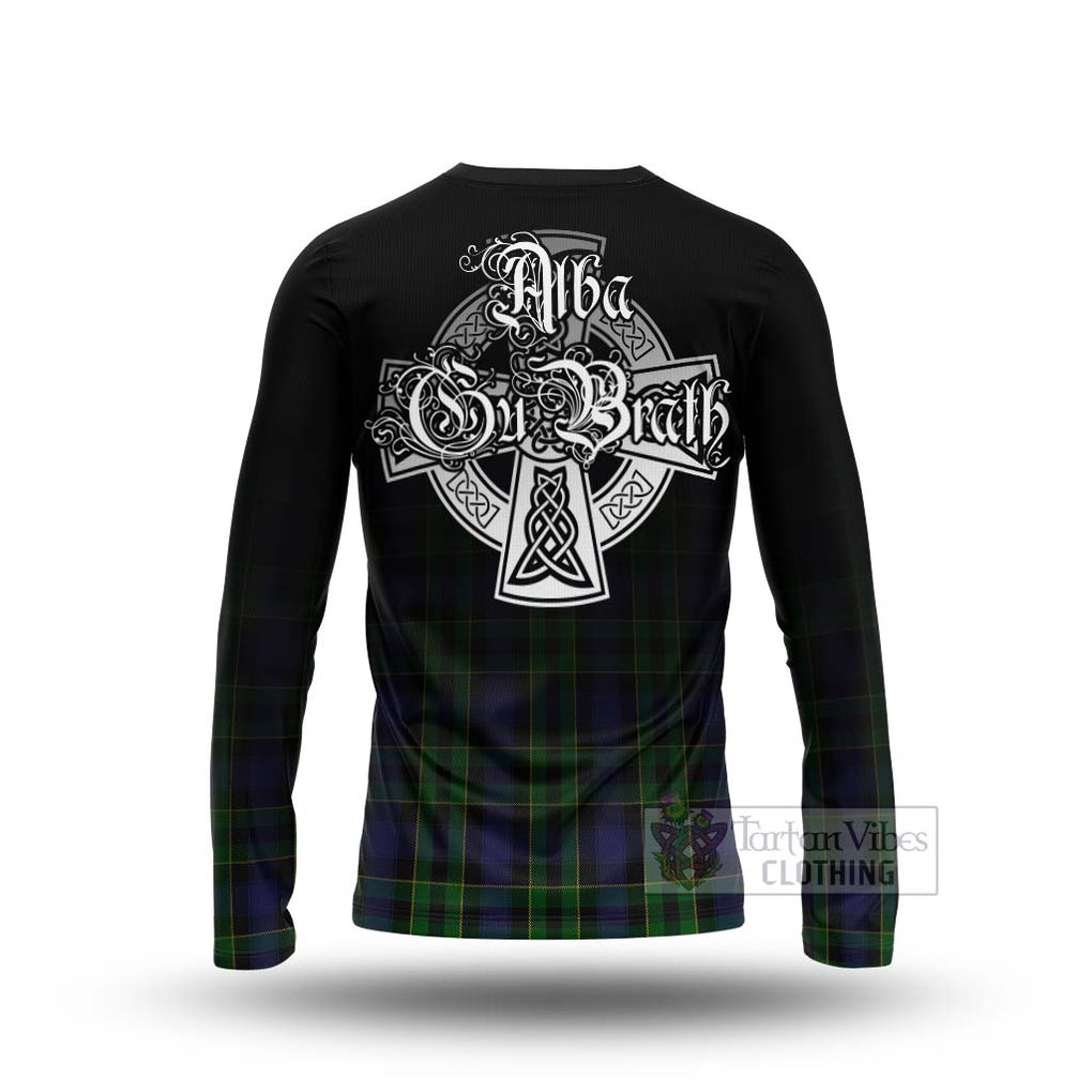 Tartan Vibes Clothing Mowat Tartan Long Sleeve T-Shirt Featuring Alba Gu Brath Family Crest Celtic Inspired